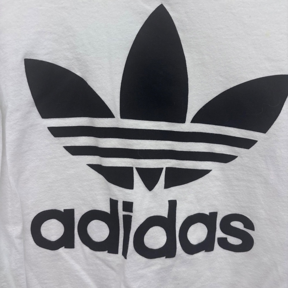 Adidas T Shirt Kids XS White Black‎ Trefoil Logo Short Sleeve Tee
